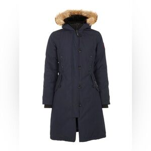Women’s Canada Goose Navy Blue (almost black) Parka with Fur Trim Hood Size 2XS